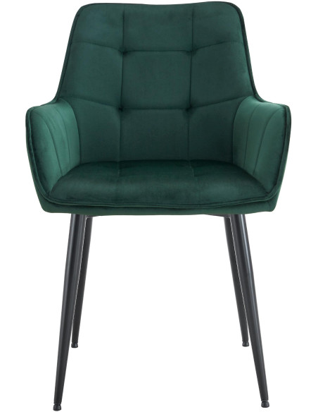 Fauteuil de table capitonné moderne en Velours Vert foncé Métal Noir Wexford - 4