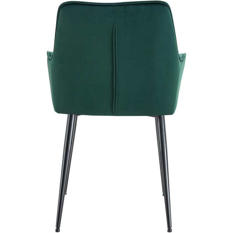 Fauteuil de table capitonné moderne en Velours Vert foncé Métal Noir Wexford - 5