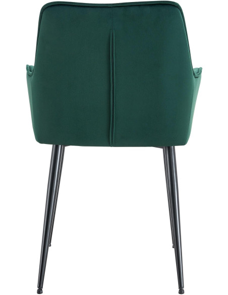 Fauteuil de table capitonné moderne en Velours Vert foncé Métal Noir Wexford - 5