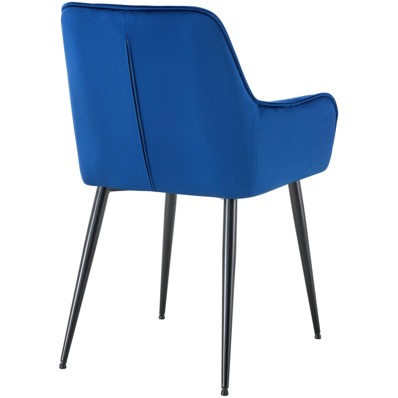 Fauteuil de table capitonné moderne en Velours Bleu foncé Métal Noir Wexford - 2