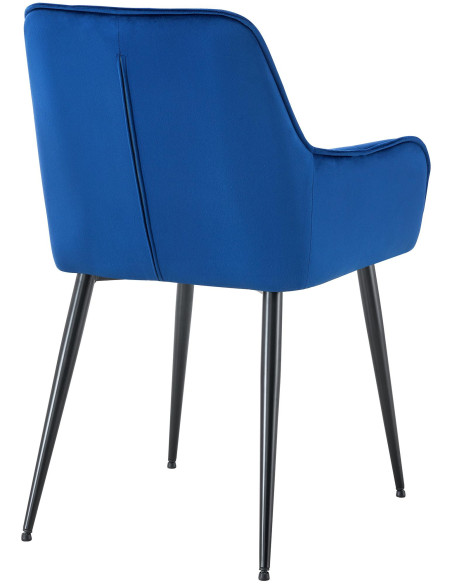 Fauteuil de table capitonné moderne en Velours Bleu foncé Métal Noir Wexford - 2
