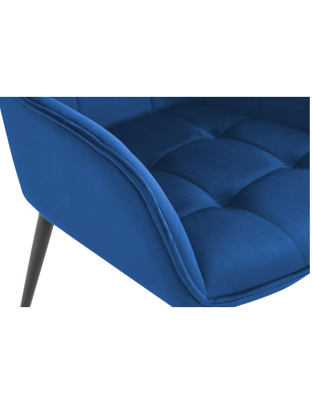 Fauteuil de table capitonné moderne en Velours Bleu foncé Métal Noir Wexford - 3