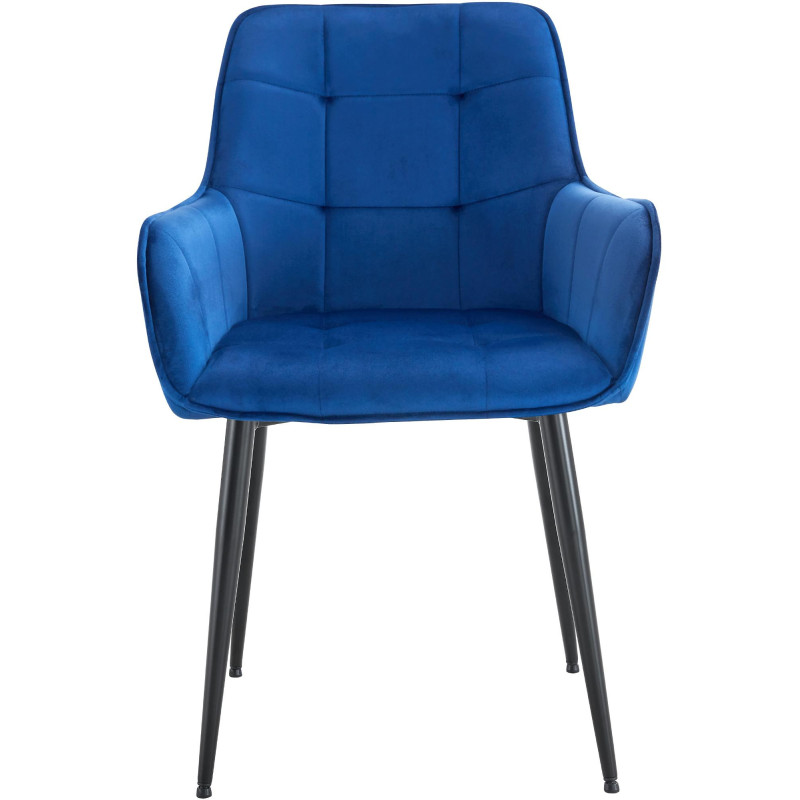 Fauteuil de table capitonné moderne en Velours Bleu foncé Métal Noir Wexford - 4
