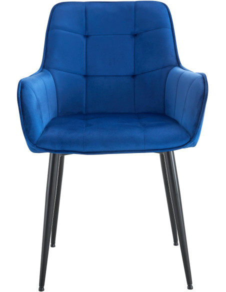 Fauteuil de table capitonné moderne en Velours Bleu foncé Métal Noir Wexford - 4