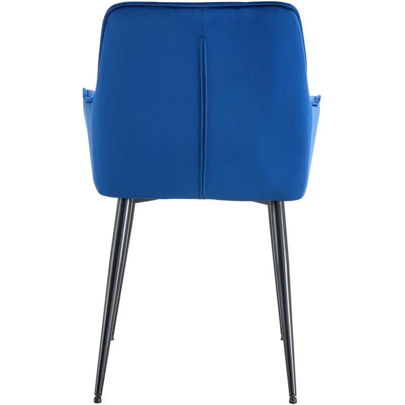 Fauteuil de table capitonné moderne en Velours Bleu foncé Métal Noir Wexford - 5