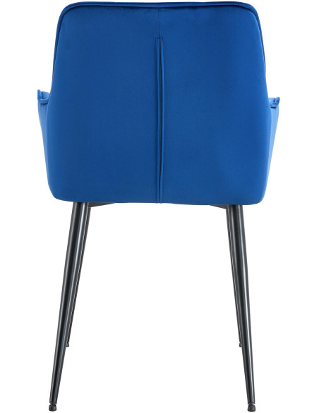 Fauteuil de table capitonné moderne en Velours Bleu foncé Métal Noir Wexford - 5