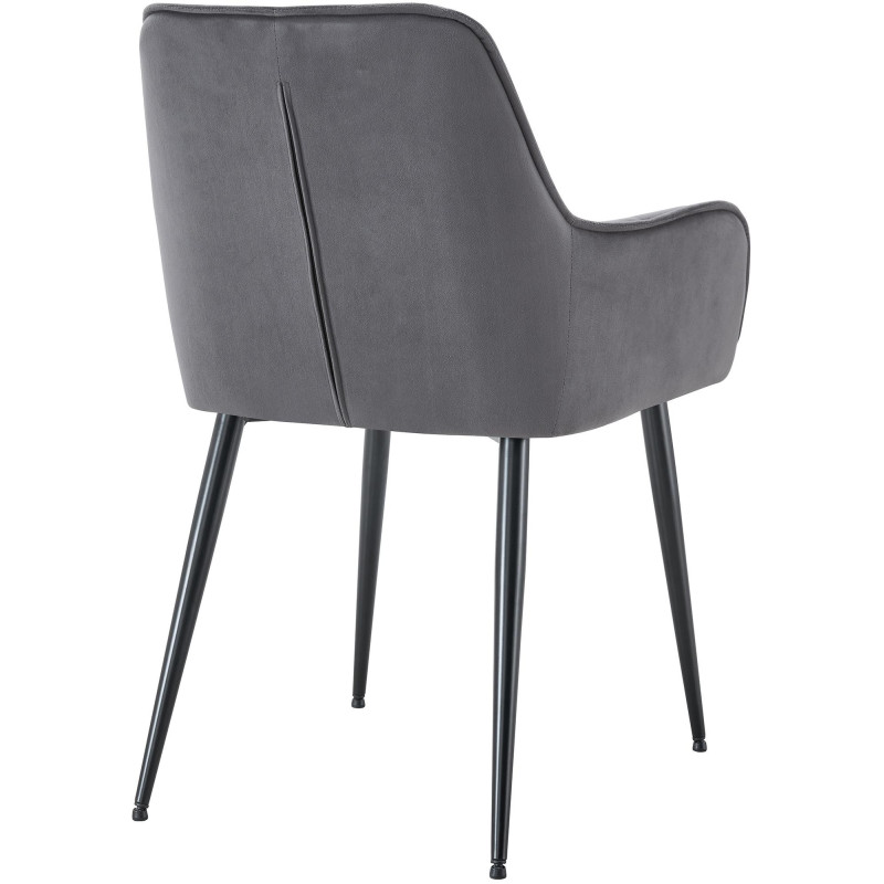 Fauteuil de table capitonné moderne en Velours Gris foncé Métal Noir Wexford - 2