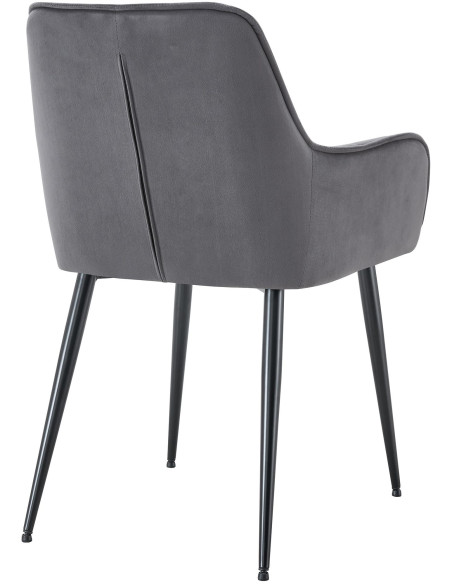 Fauteuil de table capitonné moderne en Velours Gris foncé Métal Noir Wexford - 2