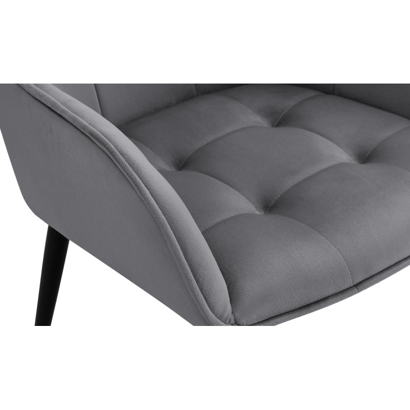 Fauteuil de table capitonné moderne en Velours Gris foncé Métal Noir Wexford - 3