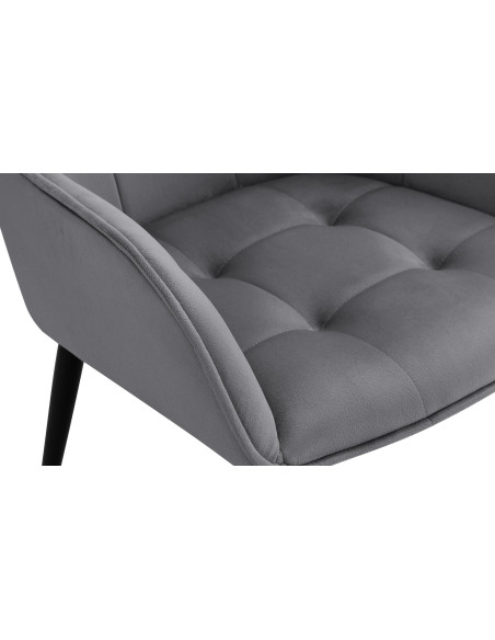 Fauteuil de table capitonné moderne en Velours Gris foncé Métal Noir Wexford - 3