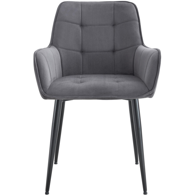 Fauteuil de table capitonné moderne en Velours Gris foncé Métal Noir Wexford - 4
