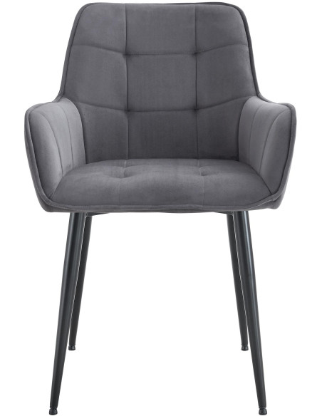 Fauteuil de table capitonné moderne en Velours Gris foncé Métal Noir Wexford - 4