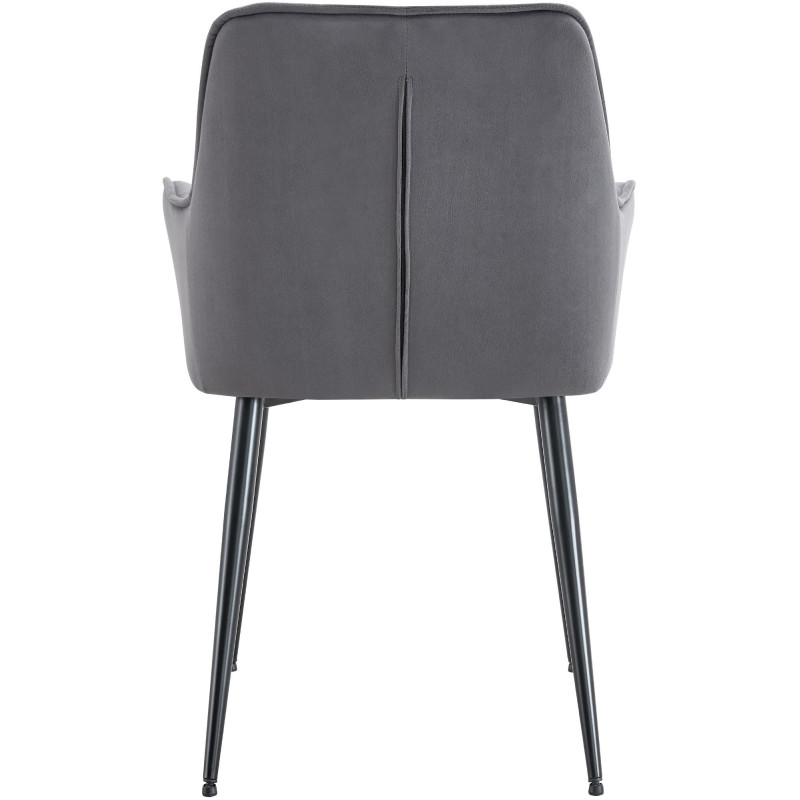Fauteuil de table capitonné moderne en Velours Gris foncé Métal Noir Wexford - 5