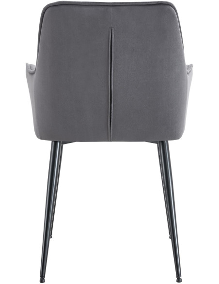 Fauteuil de table capitonné moderne en Velours Gris foncé Métal Noir Wexford - 5