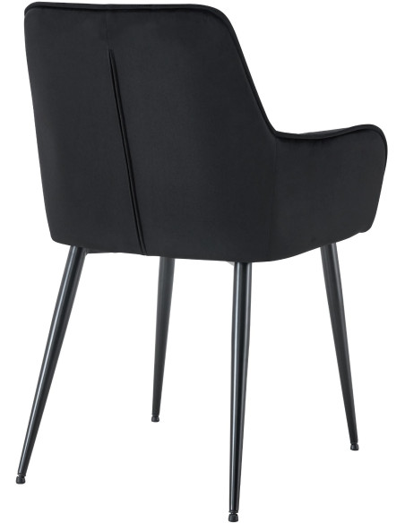 Fauteuil de table capitonné moderne en Velours Noir Métal Noir Wexford - 3