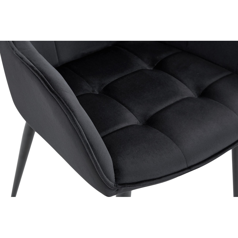 Fauteuil de table capitonné moderne en Velours Noir Métal Noir Wexford - 5