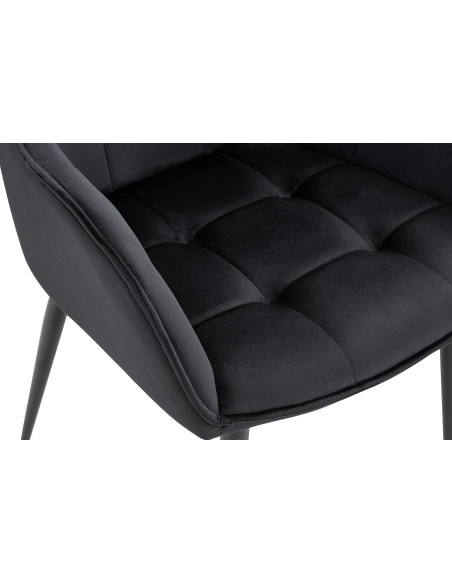 Fauteuil de table capitonné moderne en Velours Noir Métal Noir Wexford - 5