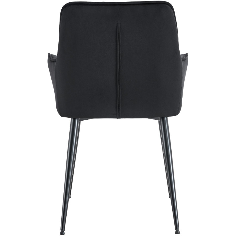 Fauteuil de table capitonné moderne en Velours Noir Métal Noir Wexford - 4