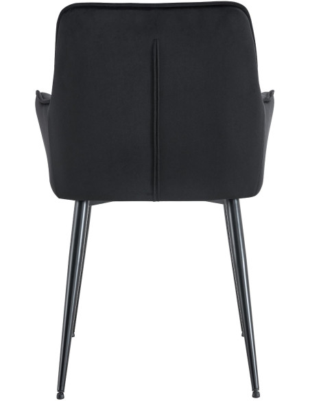 Fauteuil de table capitonné moderne en Velours Noir Métal Noir Wexford - 4
