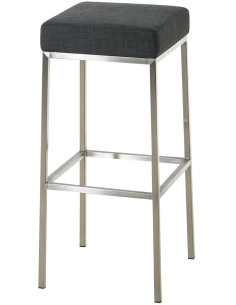 Tabouret de bar Hauteur 80 cm Yvan en Polyester Gris foncé Acier inoxydable Argenté Brossé mat - 1