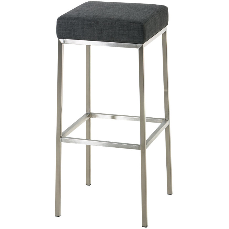Tabouret de bar Hauteur 80 cm Yvan en Polyester Gris foncé Acier inoxydable Argenté Brossé mat - 1