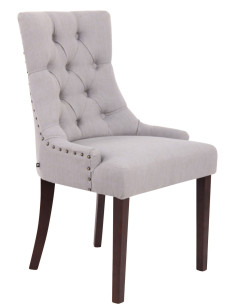 Chaise style vintage Dossier capitonné en Tissu Gris Bois Marron Huguette - 1