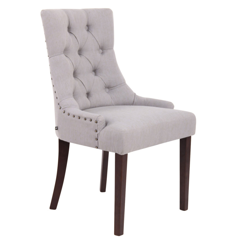 Chaise style vintage Dossier capitonné en Tissu Gris Bois Marron Huguette - 1