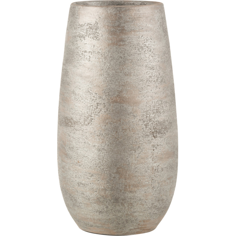 Grand Vase moderne Rond Hauteur 41 cm en Céramique Argenté Effet rugueux Ardent - 1