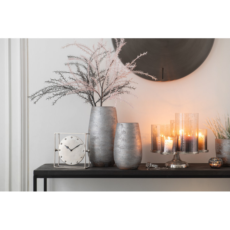 Grand Vase moderne Rond Hauteur 41 cm en Céramique Argenté Effet rugueux Ardent - 5