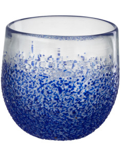 Photophore rond 11 cm en Verre Bleu Transparent Santorini - 1