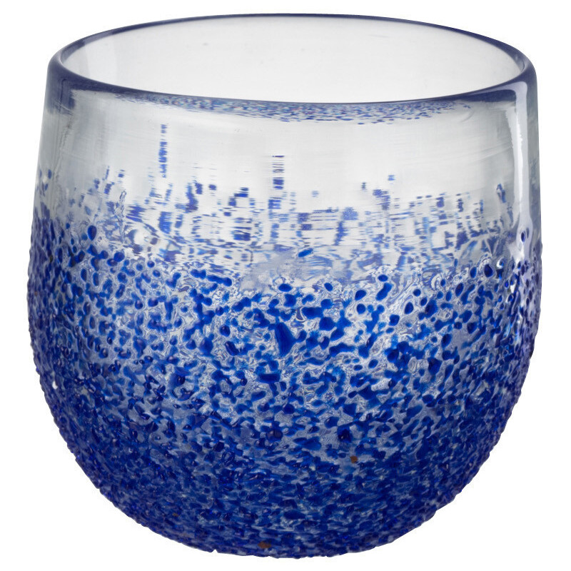 Photophore rond 11 cm en Verre Bleu Transparent Santorini - 1