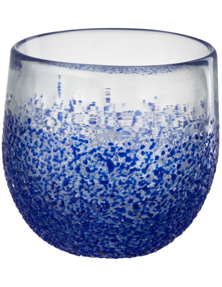 Photophore rond 11 cm en Verre Bleu Transparent Santorini - 1