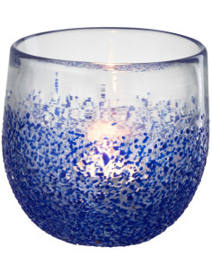 Photophore rond 11 cm en Verre Bleu Transparent Santorini - 2