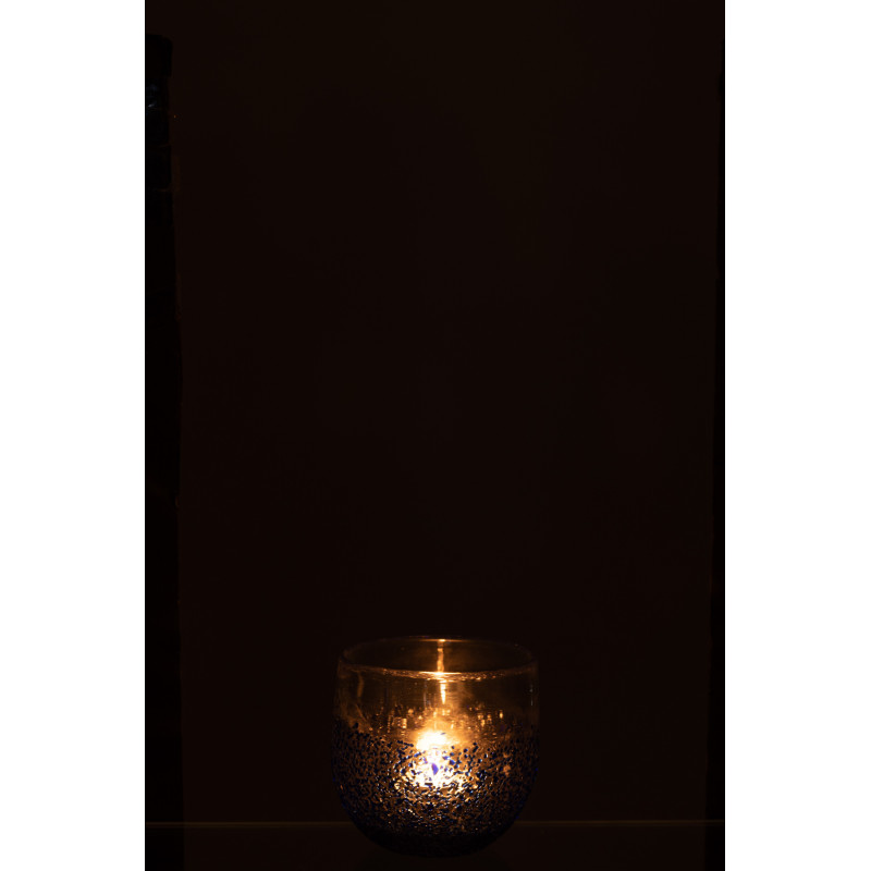 Photophore rond 11 cm en Verre Bleu Transparent Santorini - 3