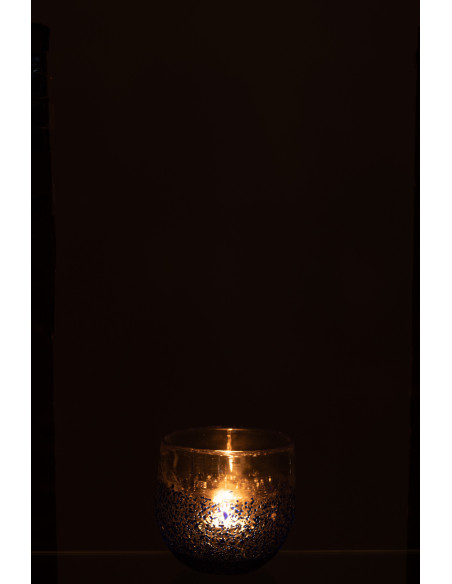 Photophore rond 11 cm en Verre Bleu Transparent Santorini - 3