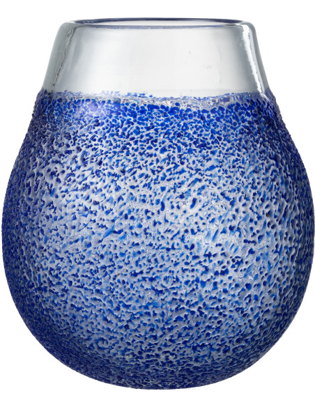 Grand Photophore rond 21 cm en Verre Bleu Transparent Santorini - 1