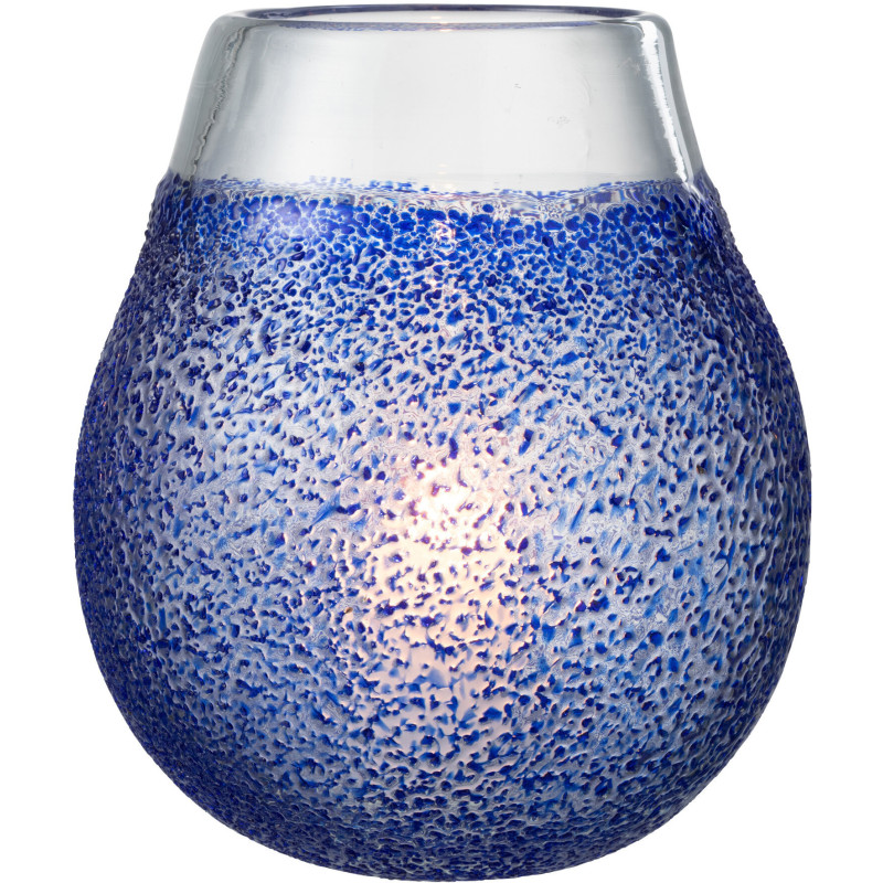 Grand Photophore rond 21 cm en Verre Bleu Transparent Santorini - 2