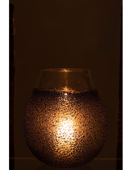 Grand Photophore rond 21 cm en Verre Bleu Transparent Santorini - 3