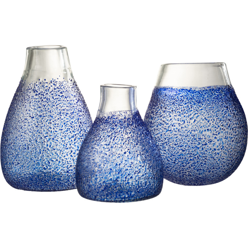 Grand Photophore rond 21 cm en Verre Bleu Transparent Santorini - 4