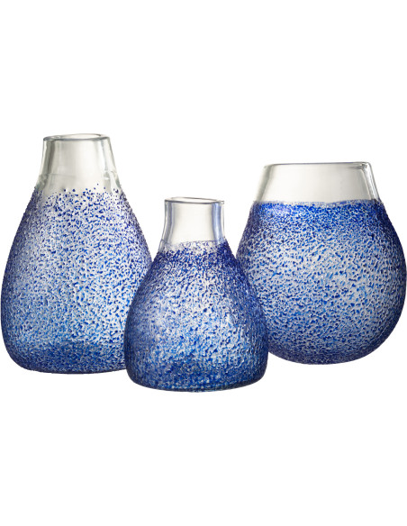 Grand Photophore rond 21 cm en Verre Bleu Transparent Santorini - 4