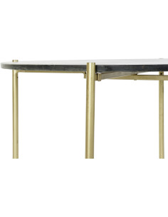 Table basse Ronde en Marbre Noir Métal Doré Maryline - 1 2