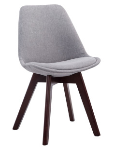 Chaise Sakina en Polyester Gris clair Bois de hêtre Noyer - 1