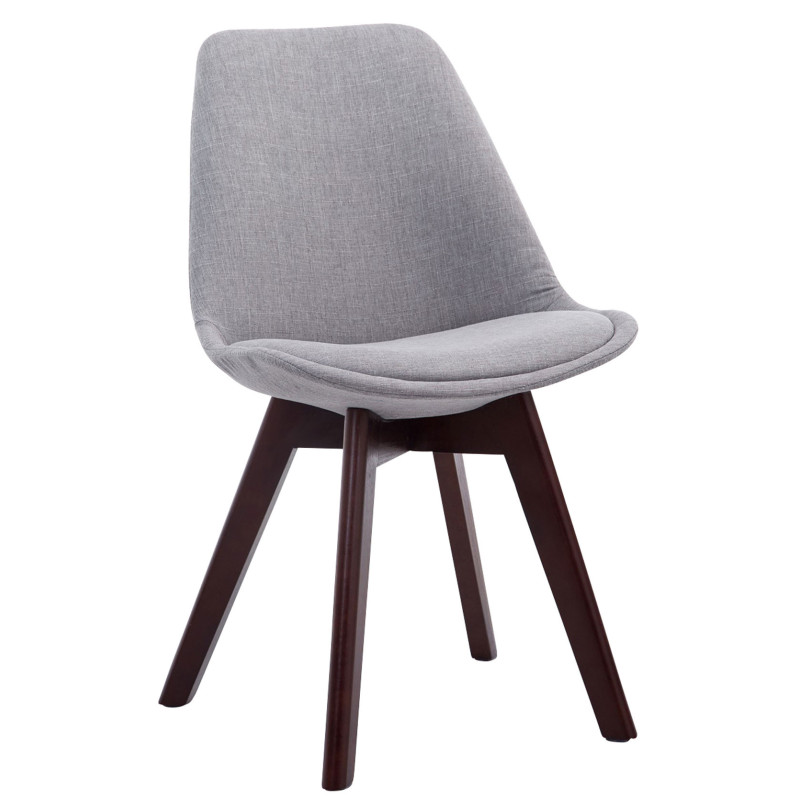 Chaise Sakina en Polyester Gris clair Bois de hêtre Noyer - 1