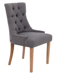 Chaise style vintage Dossier capitonné en Tissu Gris foncé Bois Naturel Huguette - 1