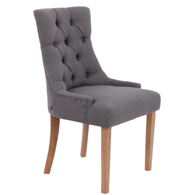 Chaise style vintage Dossier capitonné en Tissu Gris foncé Bois Naturel Huguette - 1