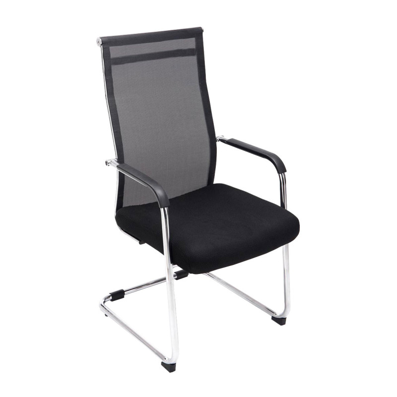 Chaise de bureau Avec accoudoirs Annabelle en Polyester Noir Métal Chromé - 1