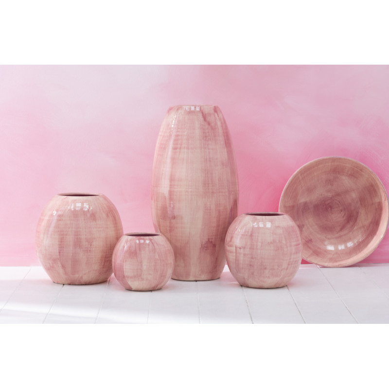 Grand Vase moderne Peint à la main Hauteur 55 cm en Céramique Rose Aliko - 2