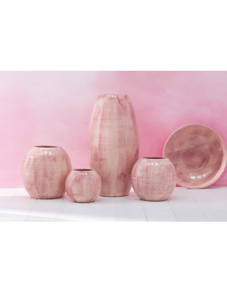 Grand Vase moderne Peint à la main Hauteur 55 cm en Céramique Rose Aliko - 2