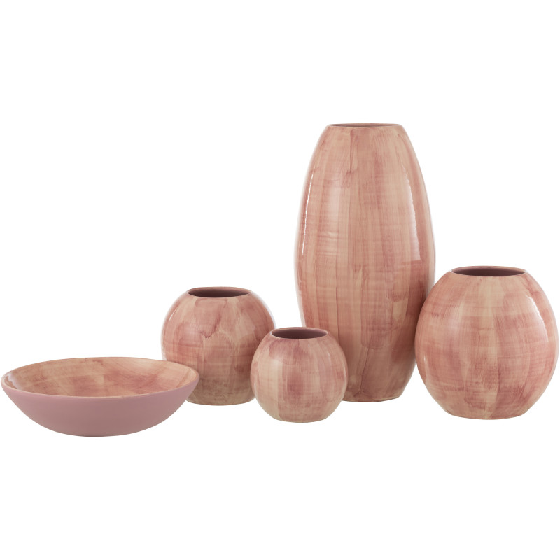 Grand Vase moderne Peint à la main Hauteur 55 cm en Céramique Rose Aliko - 3