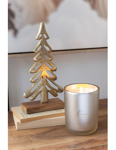 Sculpture déco sur pied Sapin Hauteur 21 cm en Métal Doré Bois Marron Zynlith - 2